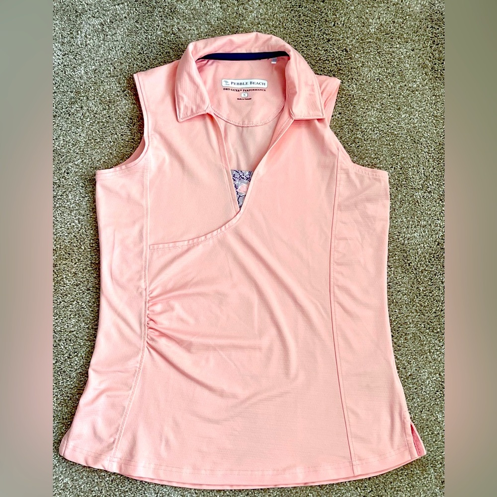 Pebble Beach Sleeveless Pink Purple Dry Luxe Performance Golf Shirt